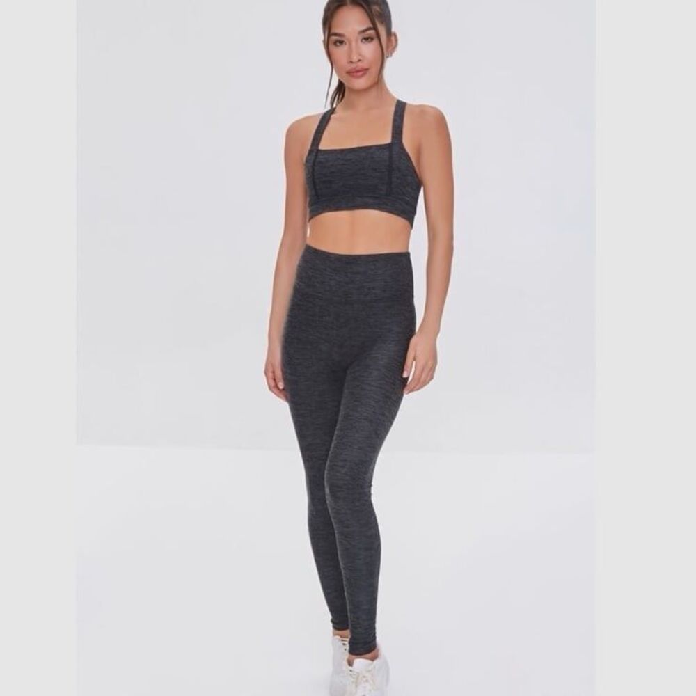 Forever 21 Black Heather High Rise Active Workout Leggings XS